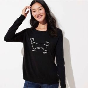 LOFT Daschund embroidered Crew neck sweater